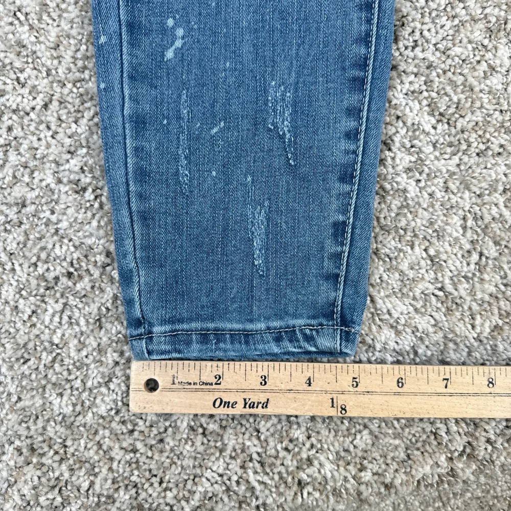 Judy Blue Jeans Womens 28 Relaxed Fit Distressed Ripped Knee Medium Blue Painted - Picture 5 of 13